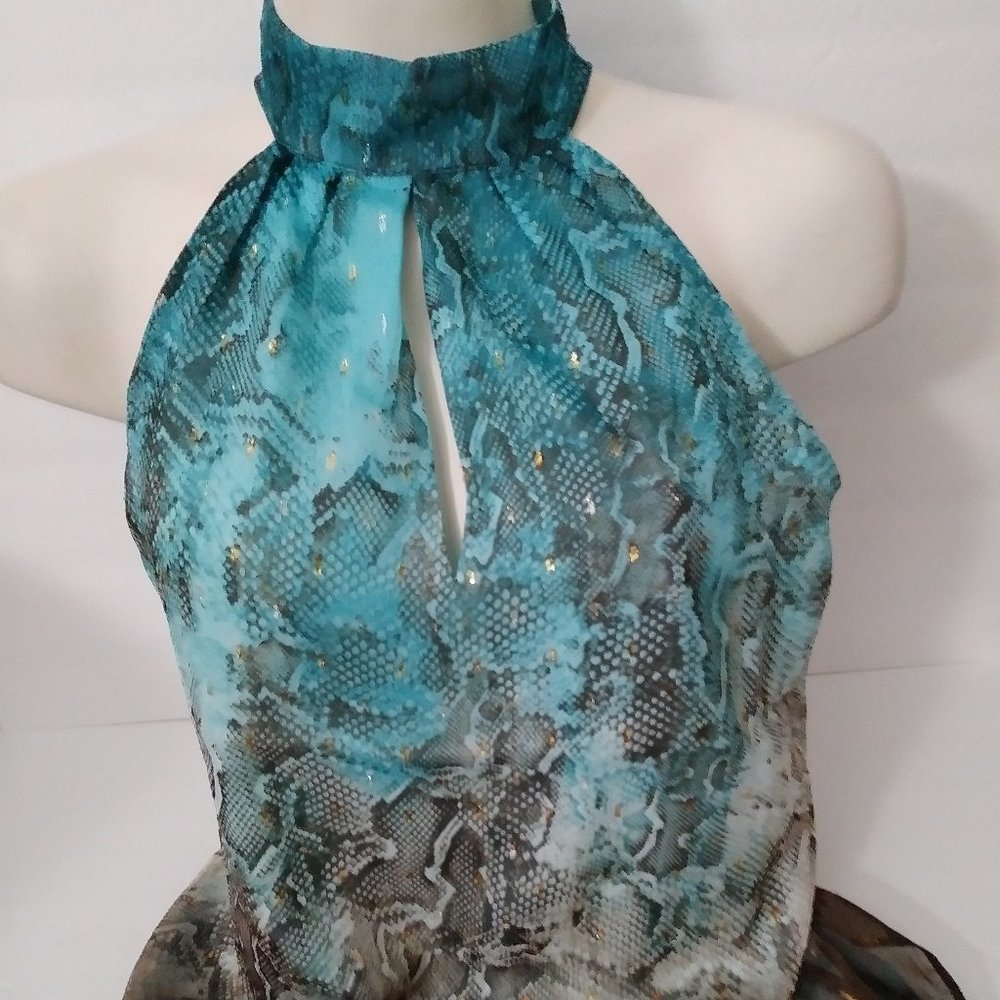 Monograph Bow Back Halter Neck Animal Print Top